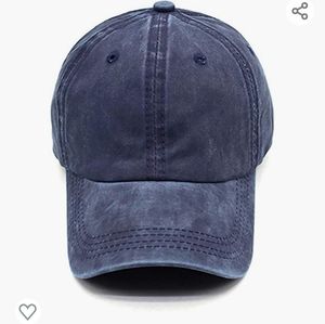 Unisex Distressed Navy Blue Baseball Cap